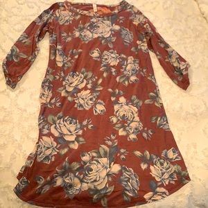 3/4 sleeve floral Tshirt dress